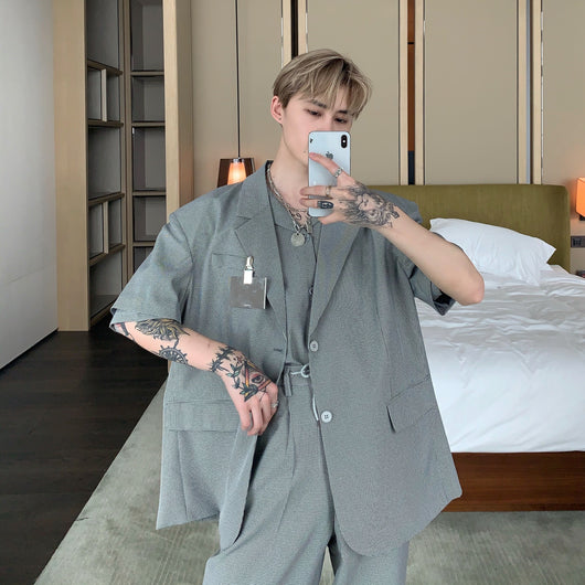Traje de Tres Piezas Cuadros Verano para Hombre