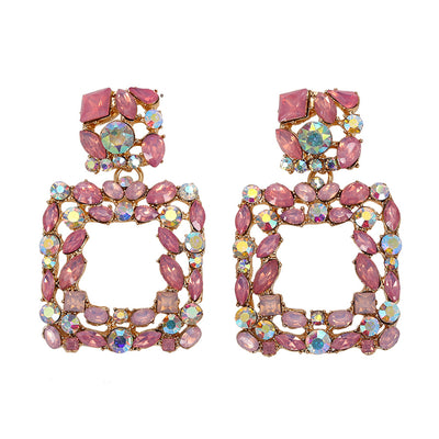 Aretes de Diamante de Cristal Multicolor con Borlas Retro Exagerados - Image 11