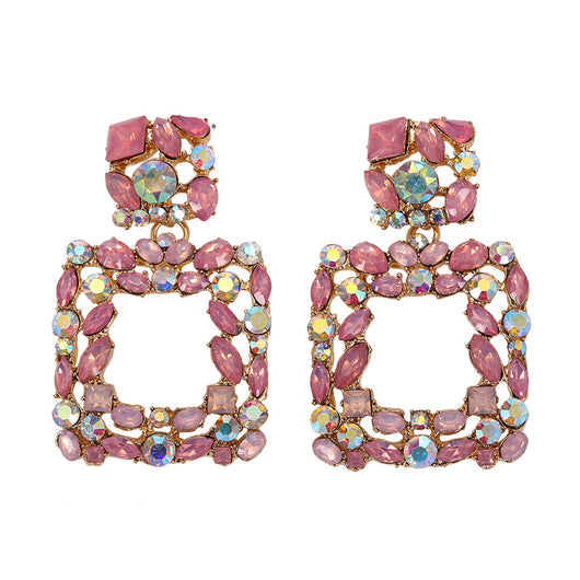 Aretes de Diamante de Cristal Multicolor con Borlas Retro Exagerados - Image 11