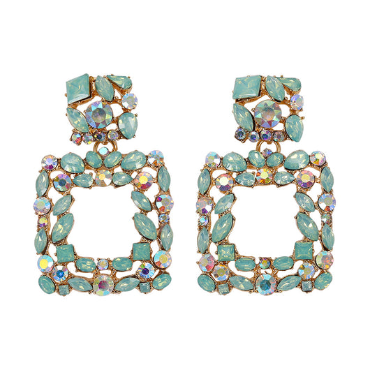 Aretes de Diamante de Cristal Multicolor con Borlas Retro Exagerados - Image 10