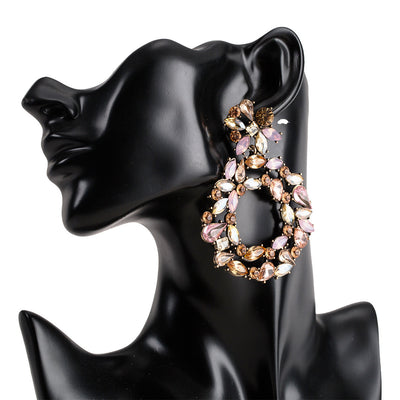 Aretes de Diamante de Cristal Multicolor con Borlas Retro Exagerados - Image 7