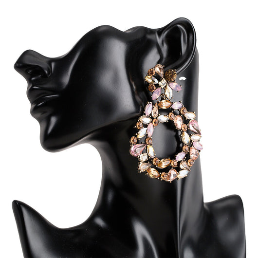 Aretes de Diamante de Cristal Multicolor con Borlas Retro Exagerados - Image 7