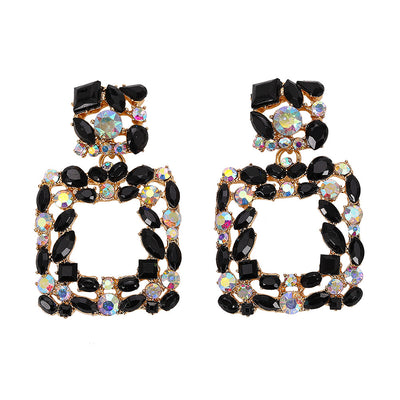 Aretes de Diamante de Cristal Multicolor con Borlas Retro Exagerados - Image 12