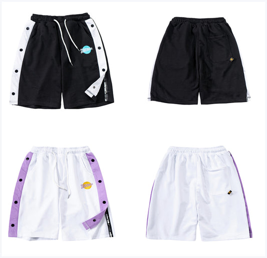 Shorts Deportivos Holgados con Detalles de Color - Pantalones Cortos Cinco Cuartos Unisex Tendencia Verano