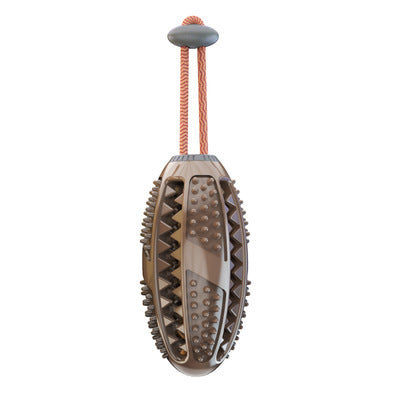 Brown textured pet chew toy with a rope and grey suction cup, designed for food leakage and dental cleaning. - Image 6