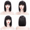 Peluca Bob Corta Encaje Completo Cabello Liso con Flequillo - Ombré Gris 12 Pulgadas