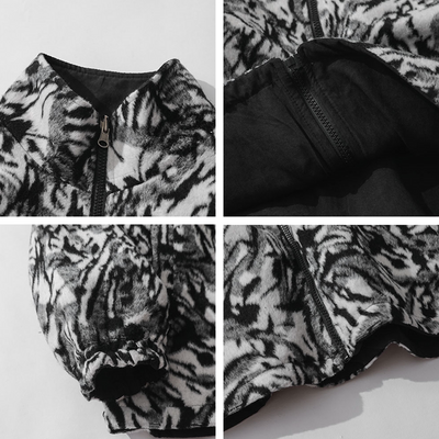 Chaqueta de Lana Reversible con Estampado Cebra - Diseño Urbano Holgado para Hombre - Image 5