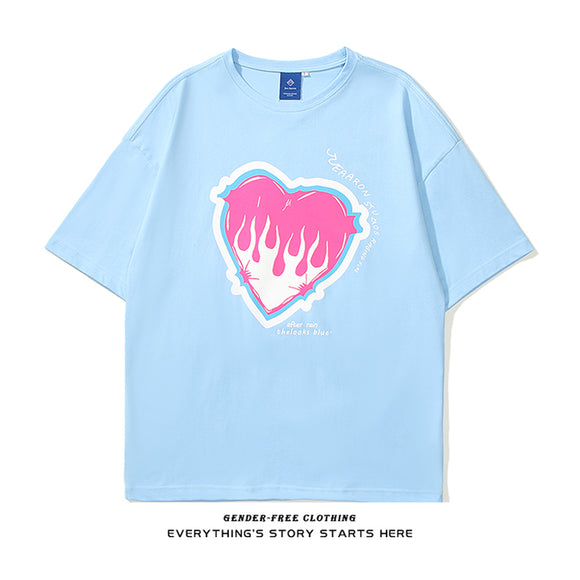 Camiseta Estampado Amor Unisex de Manga Corta