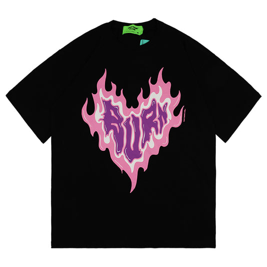 Camiseta Estampado Carta de Amor Manga Corta