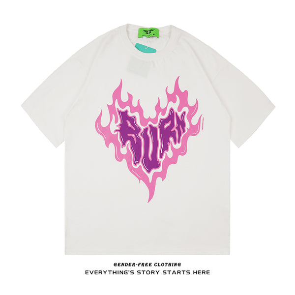 Camiseta Estampado Carta de Amor Manga Corta