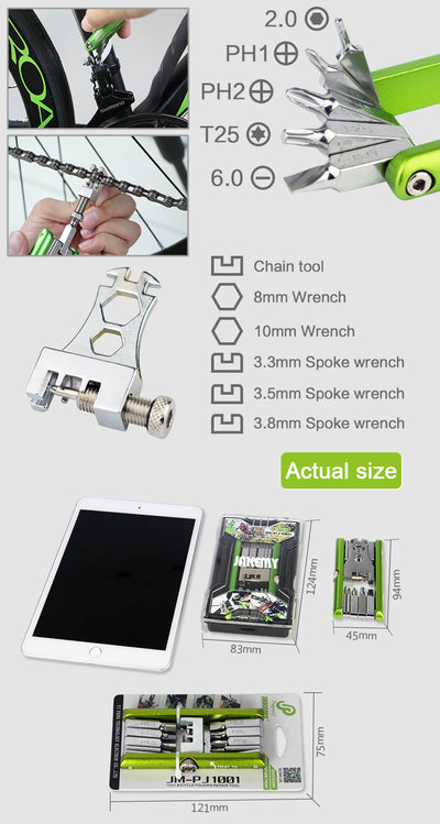 Kit de Herramientas para Bicicleta 11 en 1 - Destornillador Multiusos Jiecome PJ1001 - Image 6
