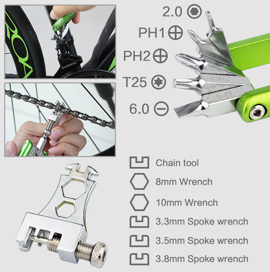 Kit de Herramientas para Bicicleta 11 en 1 - Destornillador Multiusos Jiecome PJ1001 - Image 8