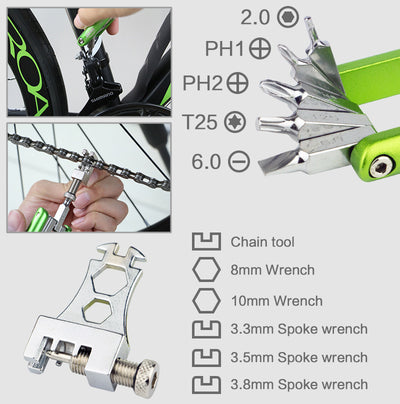 Kit de Herramientas para Bicicleta 11 en 1 - Destornillador Multiusos Jiecome PJ1001 - Image 3