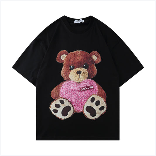 Playera Suelta Estampado Oso Love Tendencia Nacional Verano Unisex