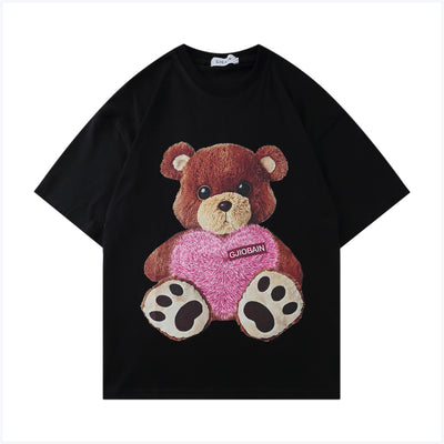 Playera Suelta Estampado Oso Love Tendencia Nacional Verano Unisex