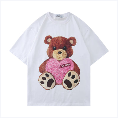 Playera Suelta Estampado Oso Love Tendencia Nacional Verano Unisex - Image 3