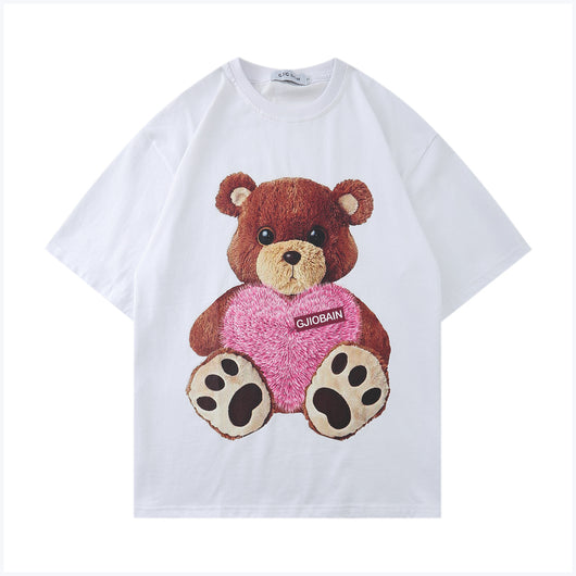 Playera Suelta Estampado Oso Love Tendencia Nacional Verano Unisex - Image 3