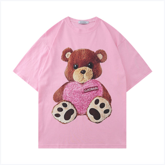 Playera Suelta Estampado Oso Love Tendencia Nacional Verano Unisex - Image 4