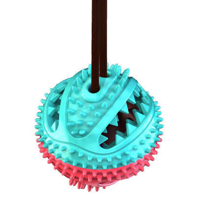 Brown textured pet chew toy with a rope and grey suction cup, designed for food leakage and dental cleaning. - Image 7