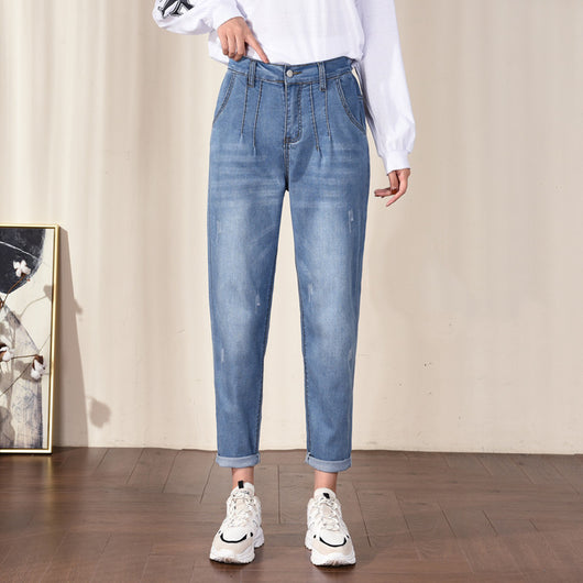 Pantalones Vaqueros Talla Grande Cintura Alta Corte Relajado Mujer - Image 11