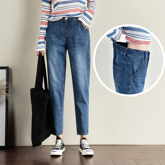 Pantalones Vaqueros Talla Grande Cintura Alta Corte Relajado Mujer - Image 19