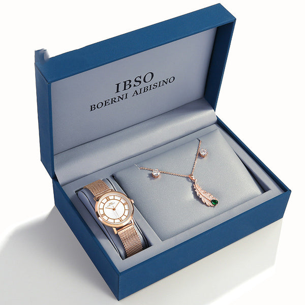 Reloj de Moda con Aretes de Circonita - Set Completo de Joyería