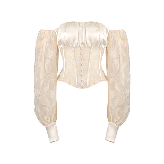 Blusa Jacquard Asimétrica Xiaoli Qimeng - Diseño Francés Minimalista Manga Larga Primavera - Image 3