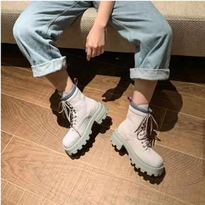 Botas Cortas con Plataforma y Cordones - Tacón Medio para Mujer - Image 15