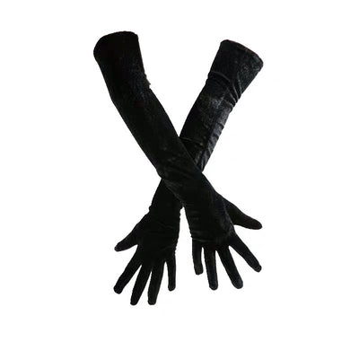 Guantes Largos de Terciopelo Negro - Calidez y Elegancia - Image 8