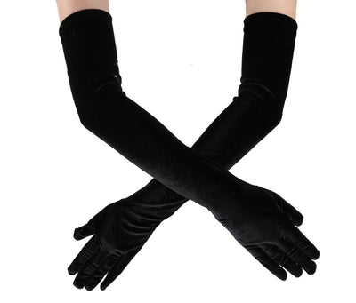 Guantes Largos de Terciopelo Negro - Calidez y Elegancia - Image 2
