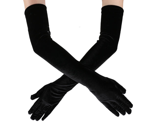 Guantes Largos de Terciopelo Negro - Calidez y Elegancia