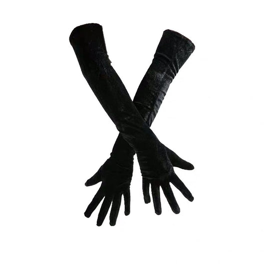 Guantes Largos de Terciopelo Negro - Calidez y Elegancia