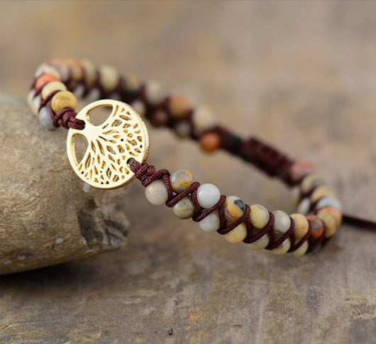 Pulsera de Ágata Natural Tejida a Mano - Yoga, Amistad y Amor - Image 4