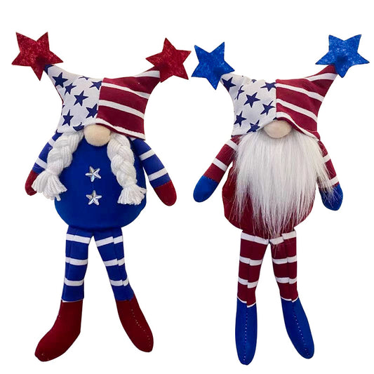 Muñeca Decorativa Estrella Patriótica sin Rostro - Adorno de Tela para el Hogar