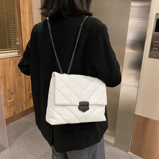 Bolso Bandolera Cuadrado Rombo Versátil con Cadena Dorada - Image 16