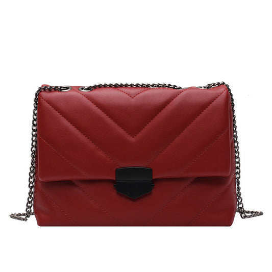 Bolso Bandolera Cuadrado Rombo Versátil con Cadena Dorada - Image 2