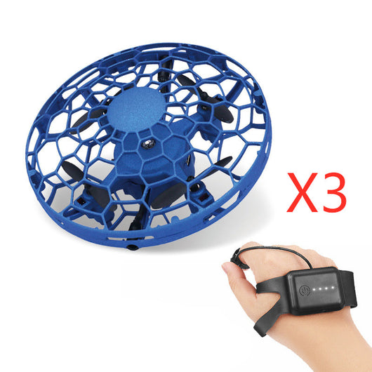 Gold mini UFO drone with a spherical protective cage and black propellers, sold as a 3-piece set. - Image 10