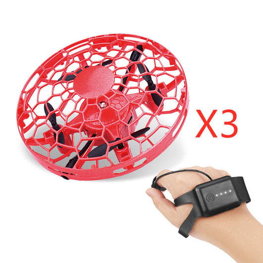 Gold mini UFO drone with a spherical protective cage and black propellers, sold as a 3-piece set. - Image 11