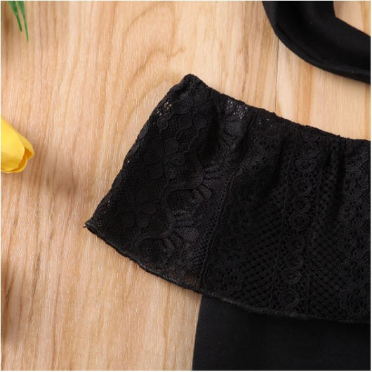 Jumpsuit Infantil Negro con Encaje y Diadema - Conjunto Elegante para Niña Verano - Image 5