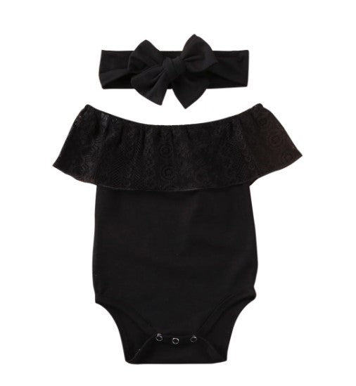 Jumpsuit Infantil Negro con Encaje y Diadema - Conjunto Elegante para Niña Verano - Image 6