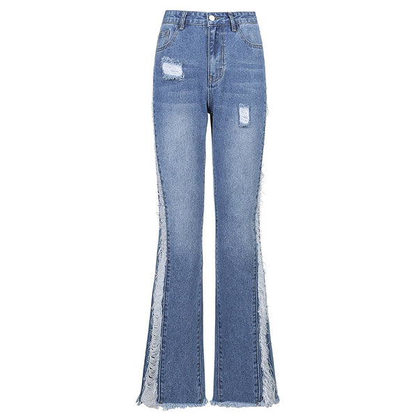 Jeans Bootcut Talle Alto para Mujer con Detalles Calados y Lavado Vintage - Image 5