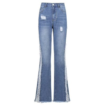Jeans Bootcut Talle Alto para Mujer con Detalles Calados y Lavado Vintage - Image 5