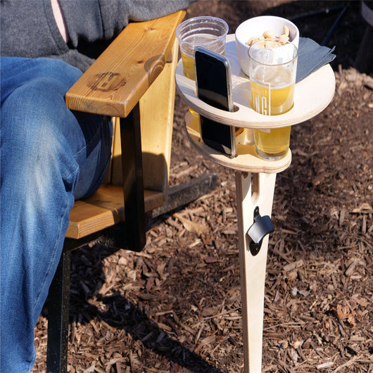 Mesa Portátil para Vino y Picnic - Tabla Redonda Plegable de Madera - Image 12
