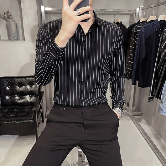 Camisa Ejecutiva Gris a Rayas - Manga Larga Slim Fit sin Planchado - Image 5