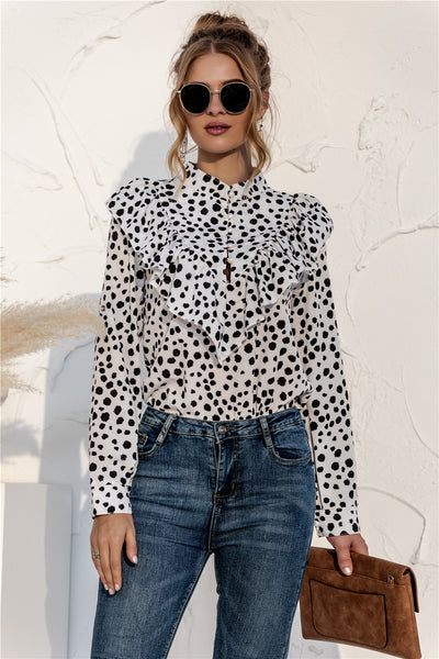 Blusa Casual para Mujer con Lunares y Volantes - Image 9