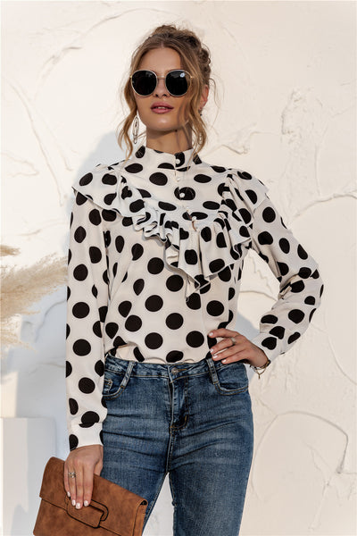 Blusa Casual para Mujer con Lunares y Volantes - Image 2