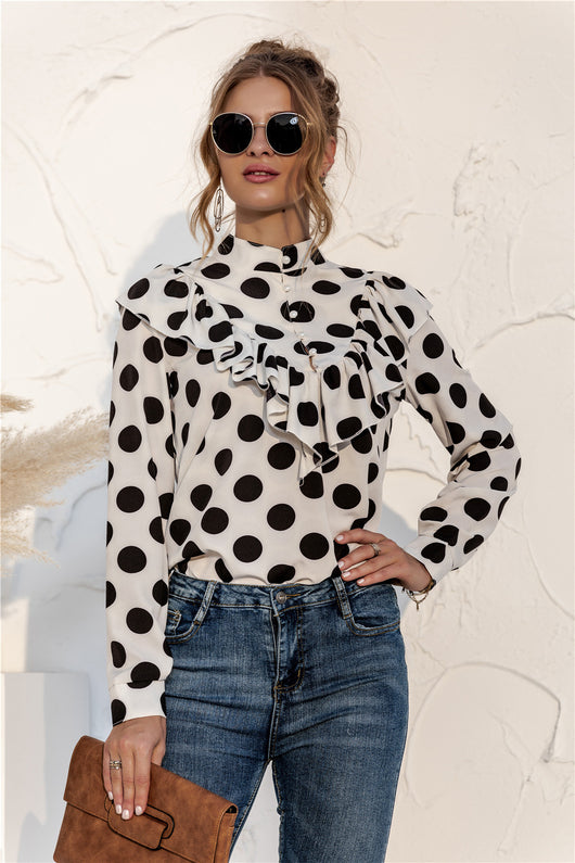Blusa Casual para Mujer con Lunares y Volantes - Image 2