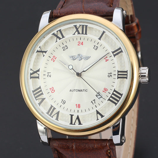 Reloj Mecánico Profesional de Tres Manecillas con Calendario y Esfera de Malla