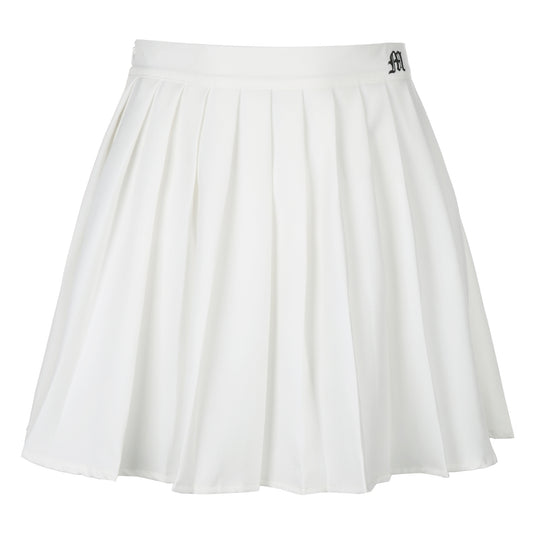 Falda Plisada Blanca Corta con Cintura Elástica para Mujer