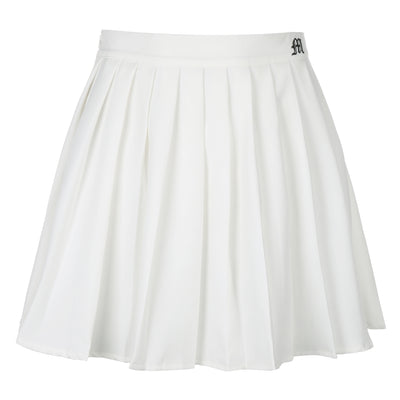 Falda Plisada Blanca Corta con Cintura Elástica para Mujer